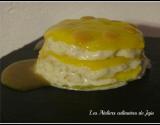 Millefeuille de risotto vanillé et mangue et sauce caramel beurre - salé