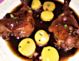 Pintade chaponnée au miel et au vin jaune