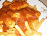 Poulet à la sauce tomate et frite