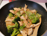 Blancs de poulet, brocoli, pousses de soja et sésame façon wok