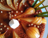 Gâteau aux poires caramélisées et aux flocons d'avoines