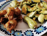 Lapin frit et beignets de courgette