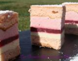 Entremet ivoire framboises au biscuit rose