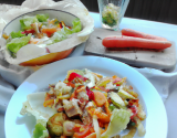 Salade de Poulet Fermier d'Auvergne, Tagliatelles de légumes d'été en ratatouille servies glacées