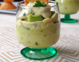 Verrine fromage pur brebis et crème  d'avocat