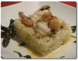 Risotto aux asperges et langoustines snackées au beurre et à l'estragon