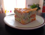 Mille feuille de saumon, surimi, avocat et maïs