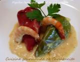 Piquillos farcis au cabillaud et aux  gambas