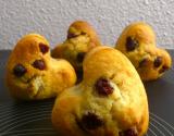 Muffins cranberries, banane et chocolat blanc