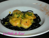 Spaghettis aux gambas et lait de coco