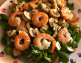 Salade de crevettes aux cèpes