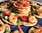 Gambas et leurs galettes de légumes