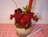 Verrine mascarpone citron vert, brownie, fruits rouges et sion coulis fraise vanille Bourbon