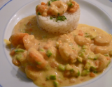 Gambas au curry et lait de coco