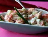 Tartare de langoustines au concombre,  yaourt et  tomates