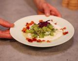 Faisselle maison au lait de brebis et aux zestes de citron, tartare de kiwis au gingembre