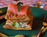 Millefeuille de saumon au cantal jeune