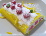 Bûche en neige, citron et framboises