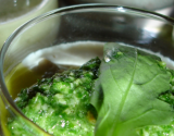 Verrine apéritive, chèvre et pesto de roquette