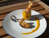 Croustillants de langoustines et sa purée de carottes au curry