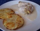 Poulet au roquefort rosaces de pommes de terre