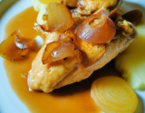 Ailerons de poulet au caramel d'épices, pomme purée façon Robuchon à la ciboulette