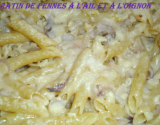 Gratin de pennes à l'ail et à l'oignon