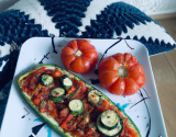 Tartine de courgettes et son granité de tomates