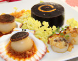 Coquille saint-jacques et boudin noir de mortagne, chutney au cidre