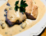 Filet de veau au lard à la crème de maroilles