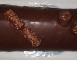 Bûche biscuit amande au sirop de clémentines mousse de marrons nappage chocolat noir