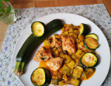 Briouats au poulet, courgettes et curry