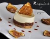 Panna cotta au roquefort et compotée de figues, tuile sechée et reduction de porto-balsamique