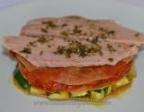 Millefeuille courgettes, tomates et émincés de thon