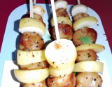 Brochettes pommes boudin blanc