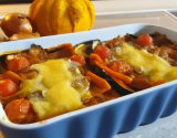 Gratin de courge au bœuf oignons et tomates