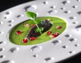 Gaspacho de cresson et tapenade d'olives noires