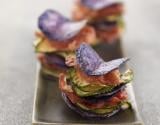 Mille feuilles de Vitelotte, courgette et coppa