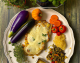 Escalopes gratinées au gruyère, et ses légumes du sud