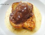 Brioche perdue aux poires choco, piment d'espelette