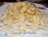 Tagliatelles fraîches et crevettes sauce curry