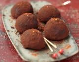 Truffes choco fraises au piment d'Espelette