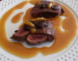 Magret de canard à la crème de miel et marrons