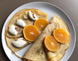 Crêpes aux fromage blanc et aux pêches