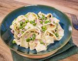 Pappardelle à la crème, jambon et petits pois