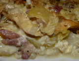 Gratin de pommes de terre, chou fleur et poulet à la tartiflette