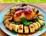 Poulet en croûte de sarrasin fourré aux pommes tatin