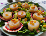 Salade de coquilles st jacques aux lardons