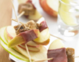 Brochettes de pommes, figues et magret de canard