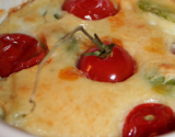 Clafoutis de fèves et de tomates cerises